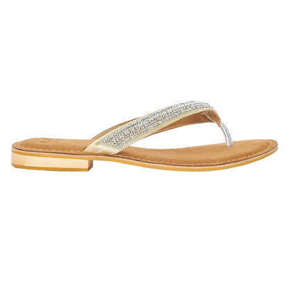 Tan - Side - Dune London Womens-Ladies Labyrinth Beaded Suede Toe Post Flat Sandals
