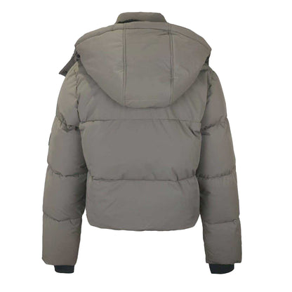 Mocha - Back - Jack Wills Womens-Ladies Cropped Puffer Jacket