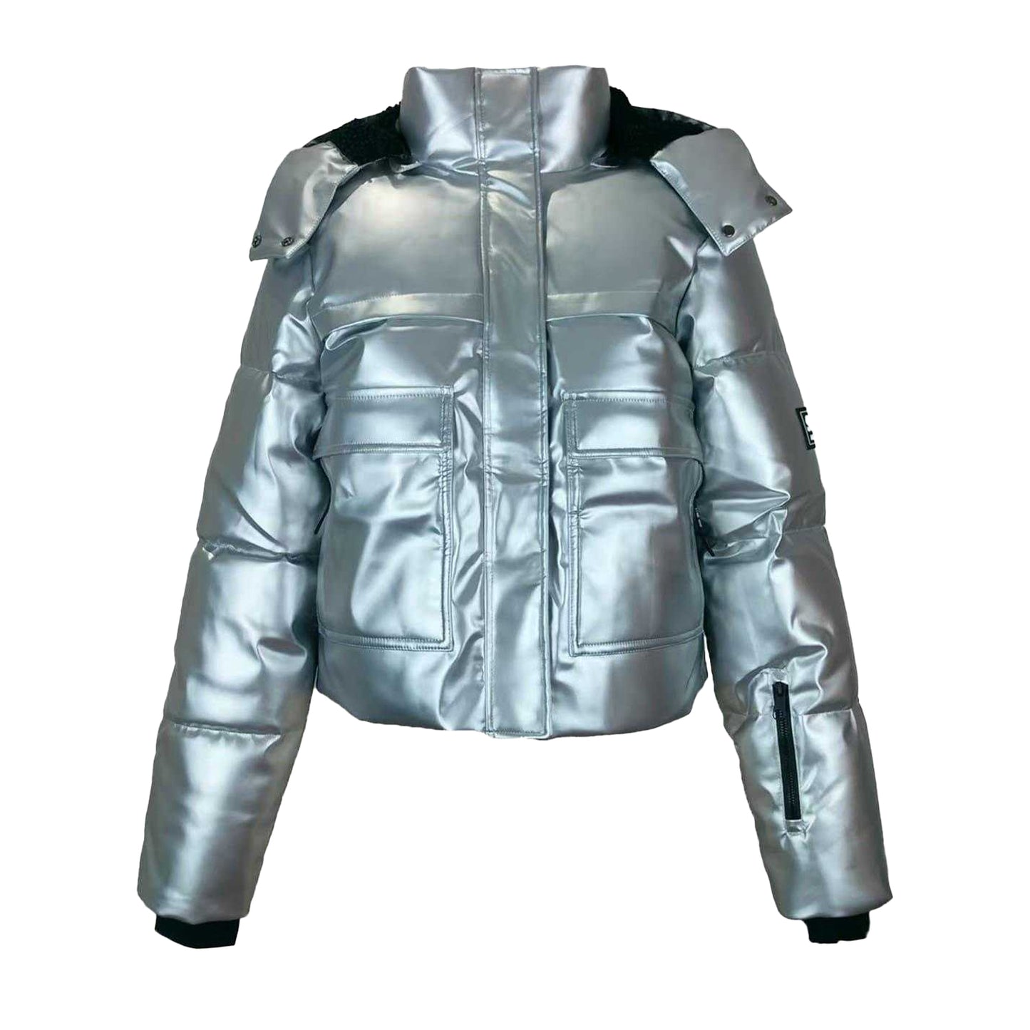 Silver - Front - Jack Wills Womens-Ladies Cropped Puffer Jacket