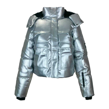 Silver - Front - Jack Wills Womens-Ladies Cropped Puffer Jacket