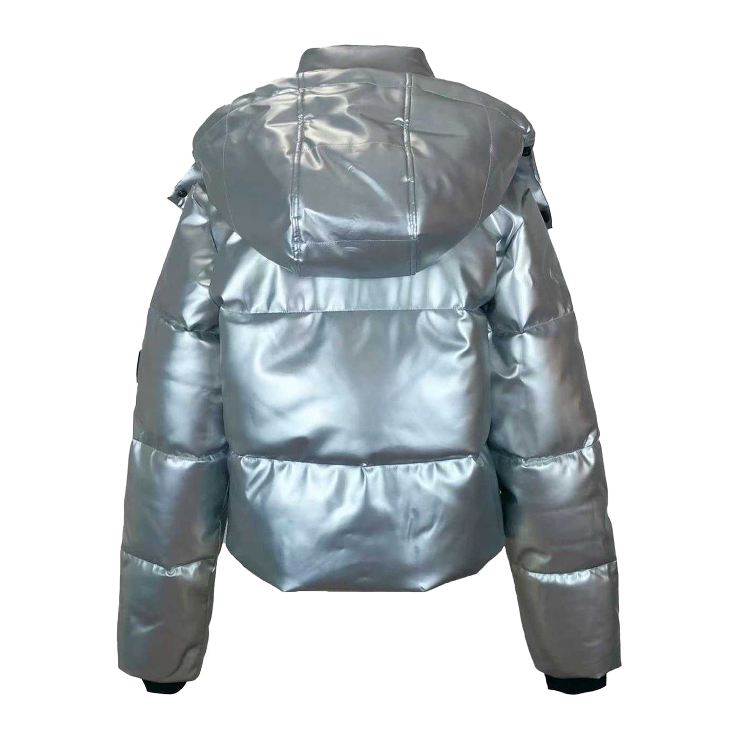 Silver - Back - Jack Wills Womens-Ladies Cropped Puffer Jacket