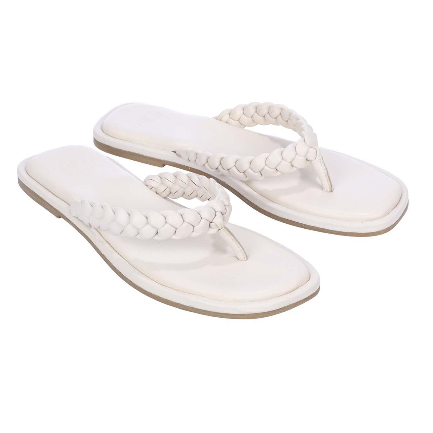 Ecru - Front - Dune London Womens-Ladies Loxx Plaited Leather Toe Post Flat Sandals