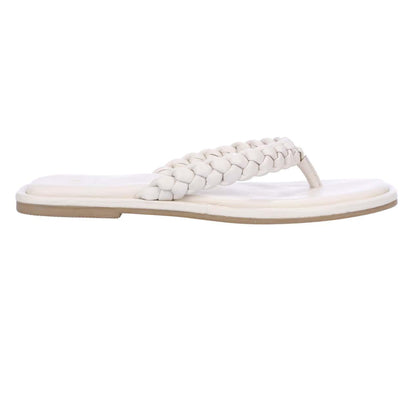 Ecru - Side - Dune London Womens-Ladies Loxx Plaited Leather Toe Post Flat Sandals