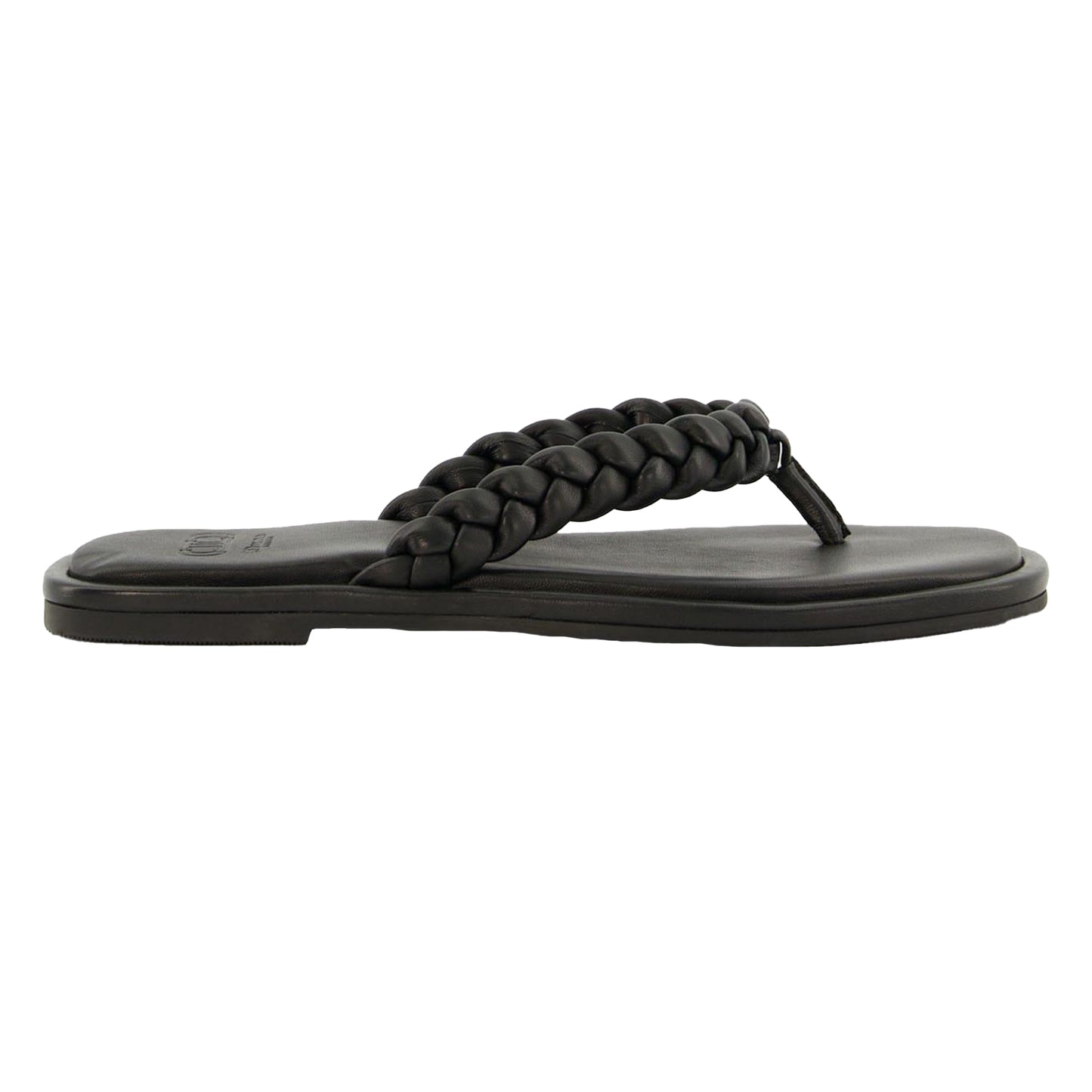 Black - Front - Dune London Womens-Ladies Loxx Plaited Leather Toe Post Flat Sandals