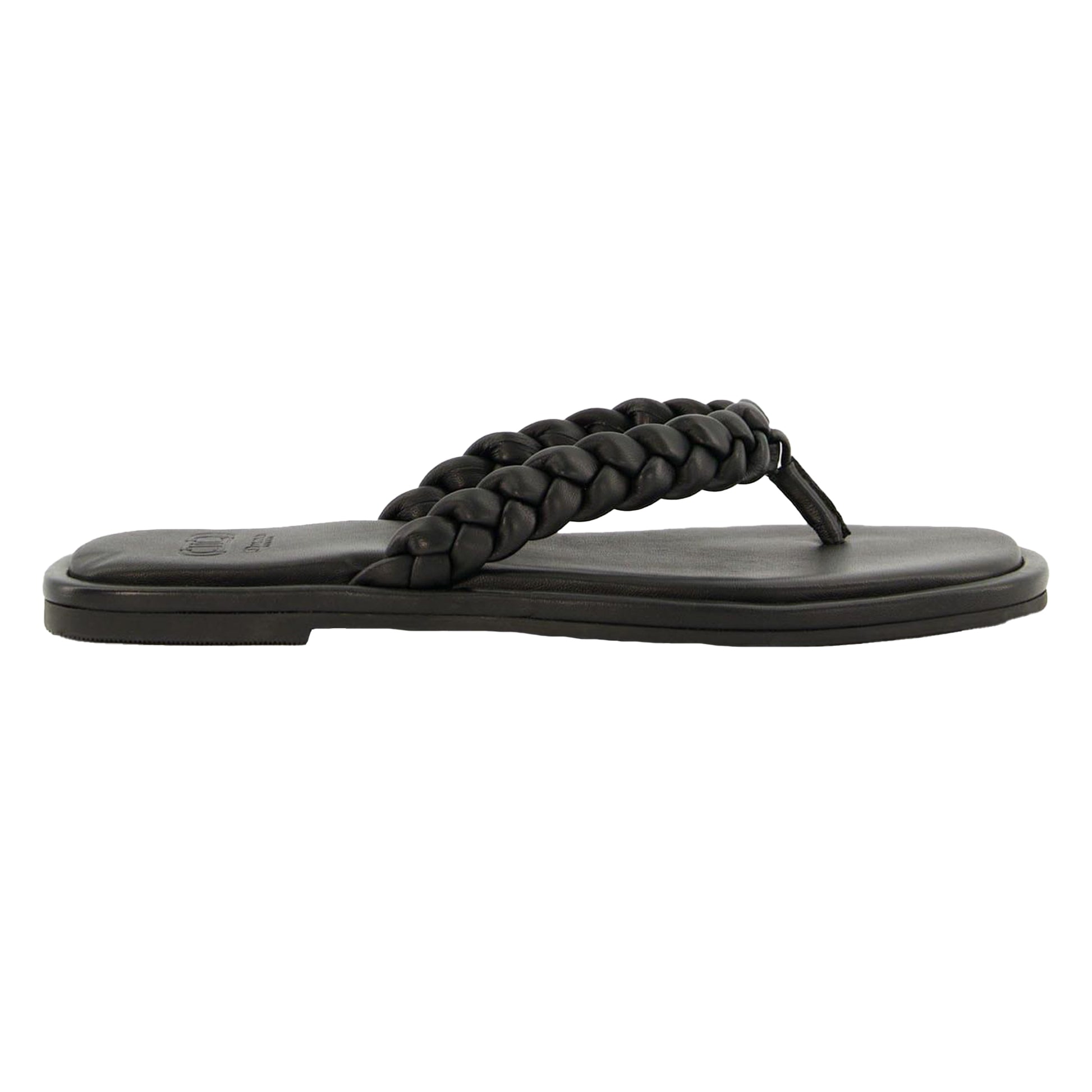 Black - Front - Dune London Womens-Ladies Loxx Plaited Leather Toe Post Flat Sandals