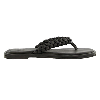 Black - Front - Dune London Womens-Ladies Loxx Plaited Leather Toe Post Flat Sandals