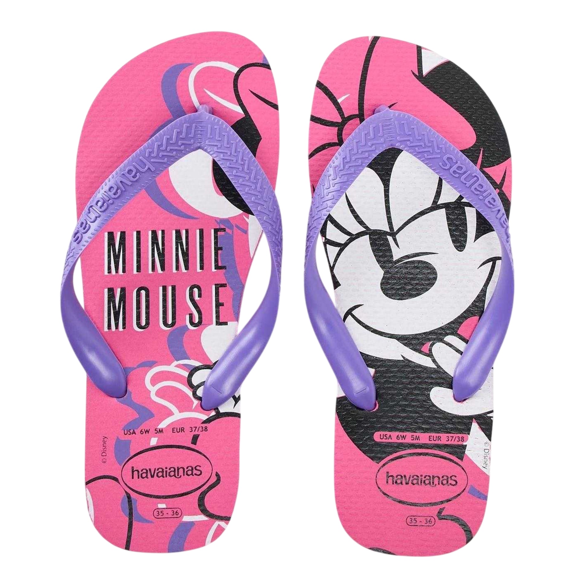 Pink - Side - Havaianas Womens-Ladies Minnie Mouse Flip Flops