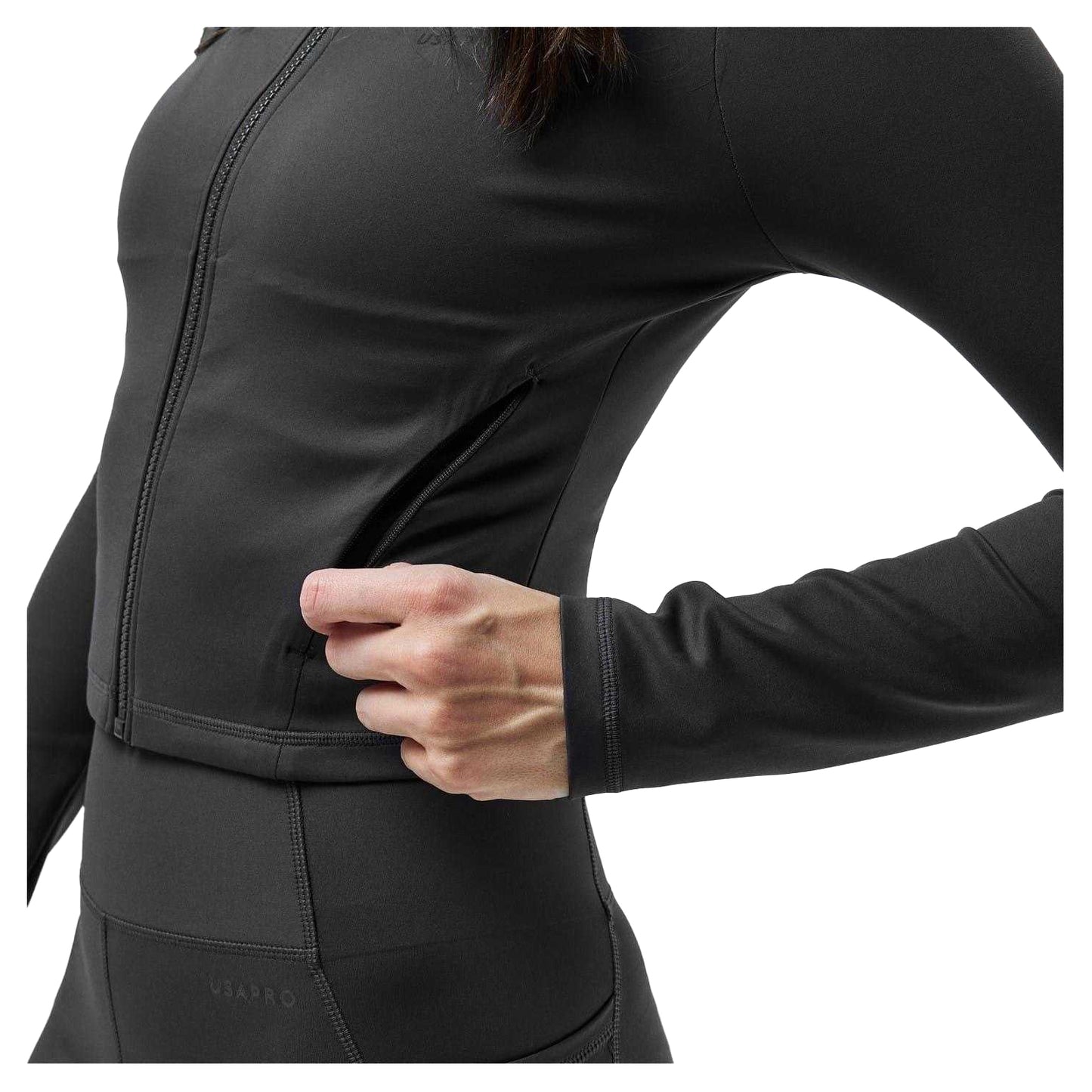Charcoal - Side - USA Pro Womens-Ladies Mock Neck Performance Jacket