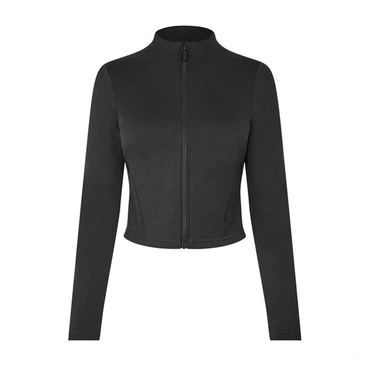 Charcoal - Front - USA Pro Womens-Ladies Mock Neck Performance Jacket