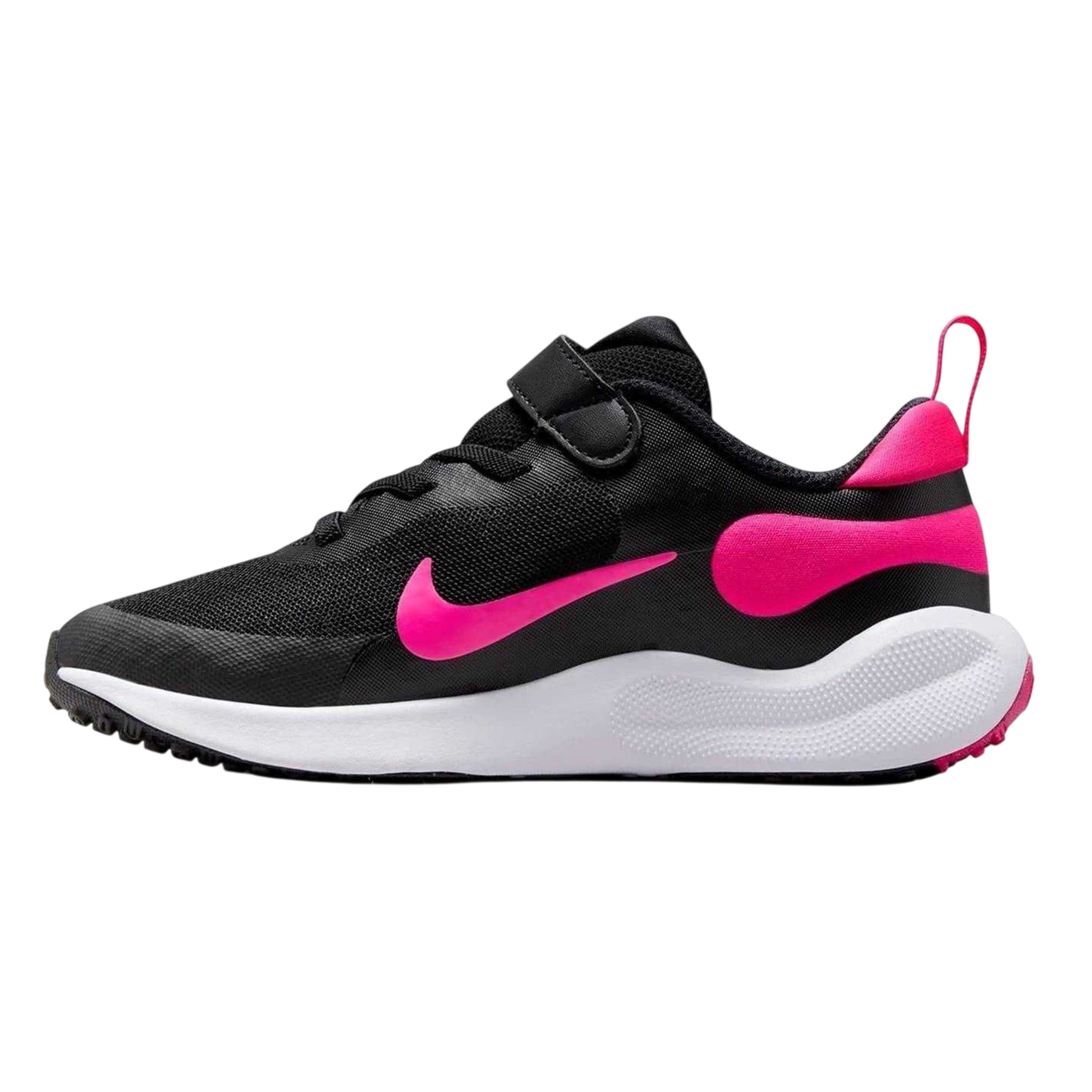 Black-Pink - Side - Nike Childrens-Kids Revolution 7 Swoosh Trainers