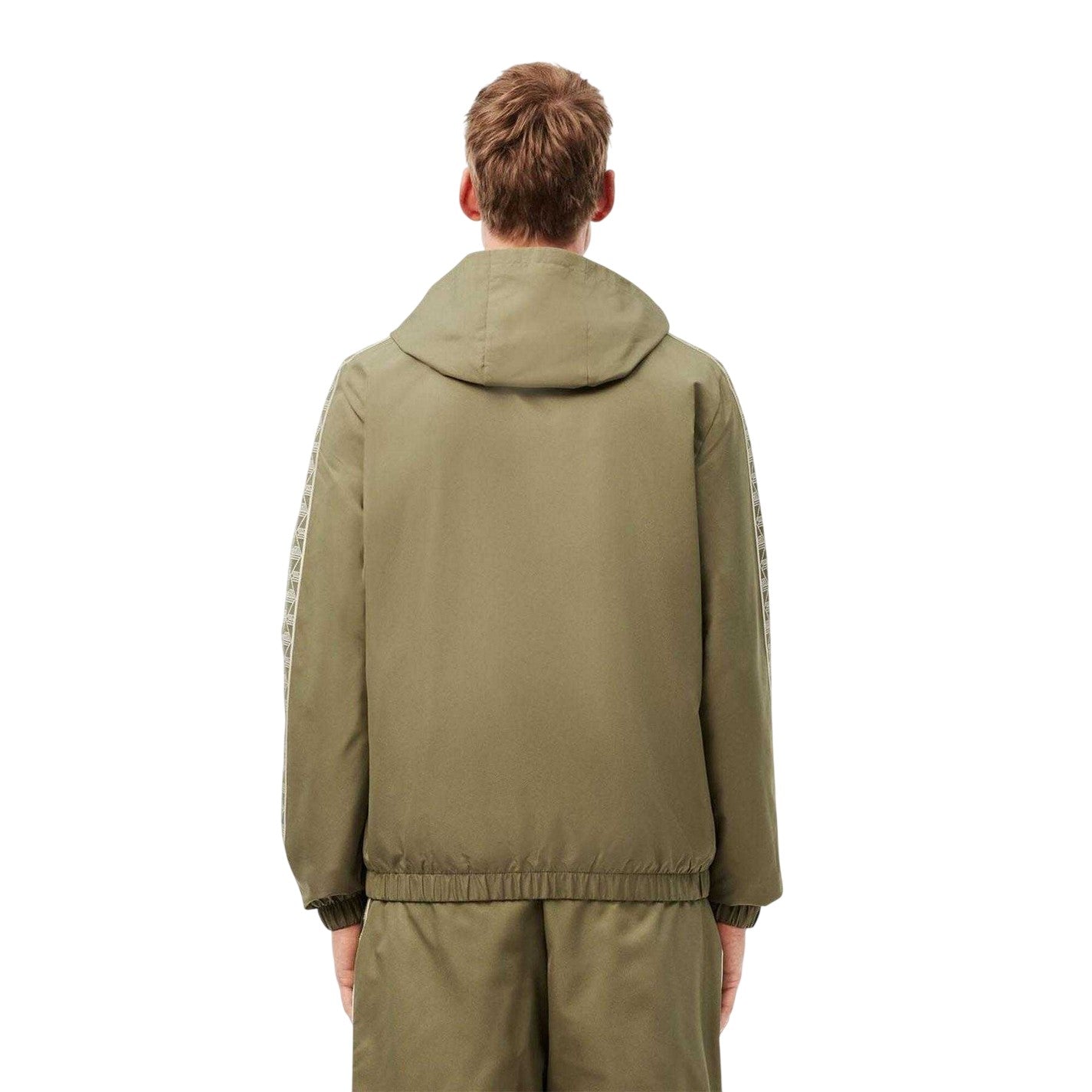 Khaki Green - Back - Lacoste Mens Monogram Track Jacket
