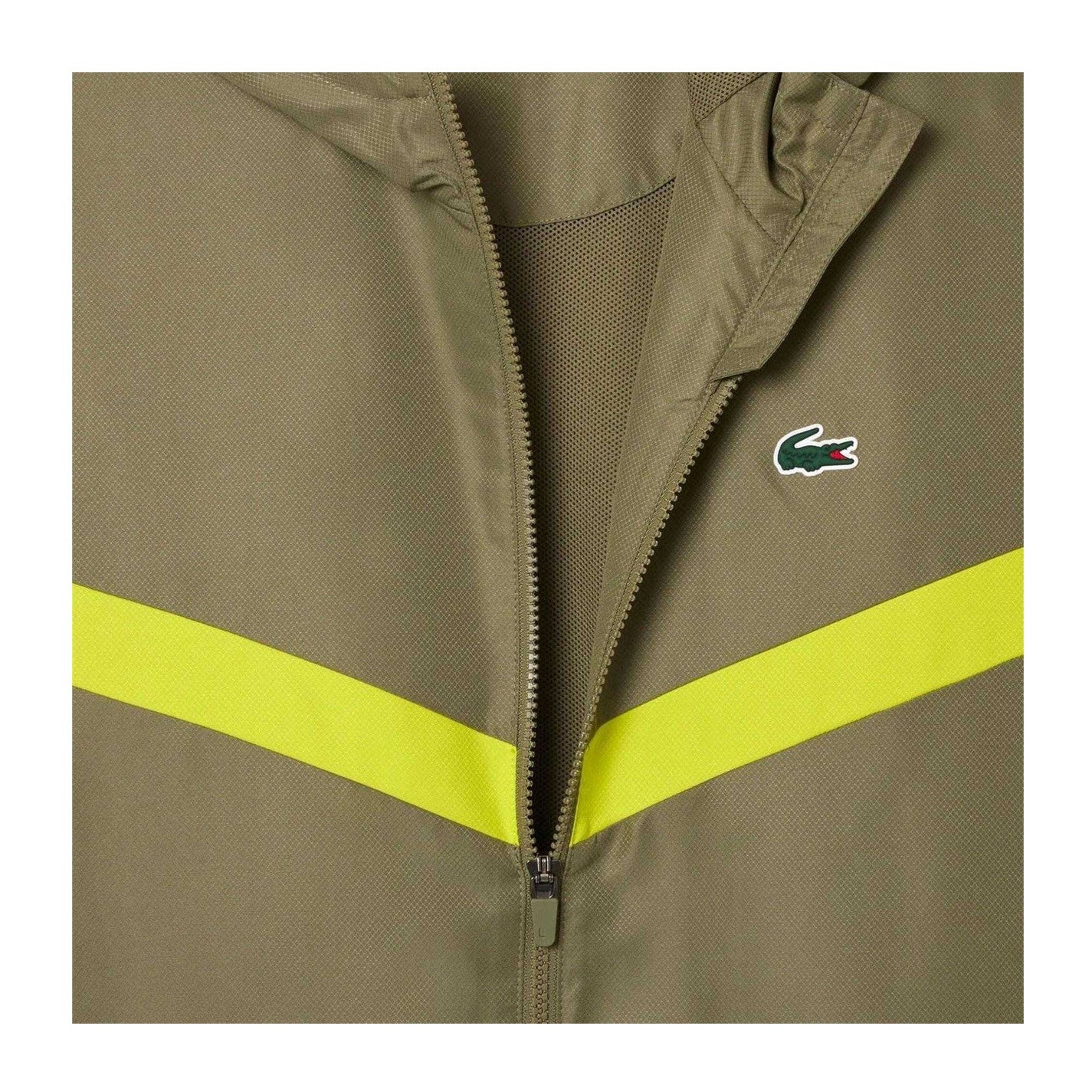 Khaki Green - Side - Lacoste Mens Monogram Track Jacket