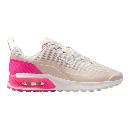 Grey-Pink - Front - Nike Childrens-Kids Air Max Mesh Shoes