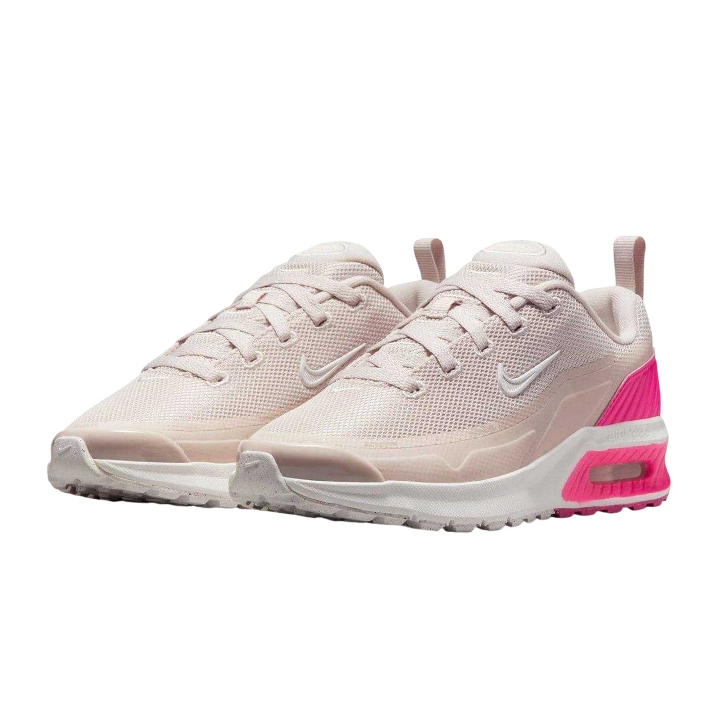 Grey-Pink - Side - Nike Childrens-Kids Air Max Mesh Shoes