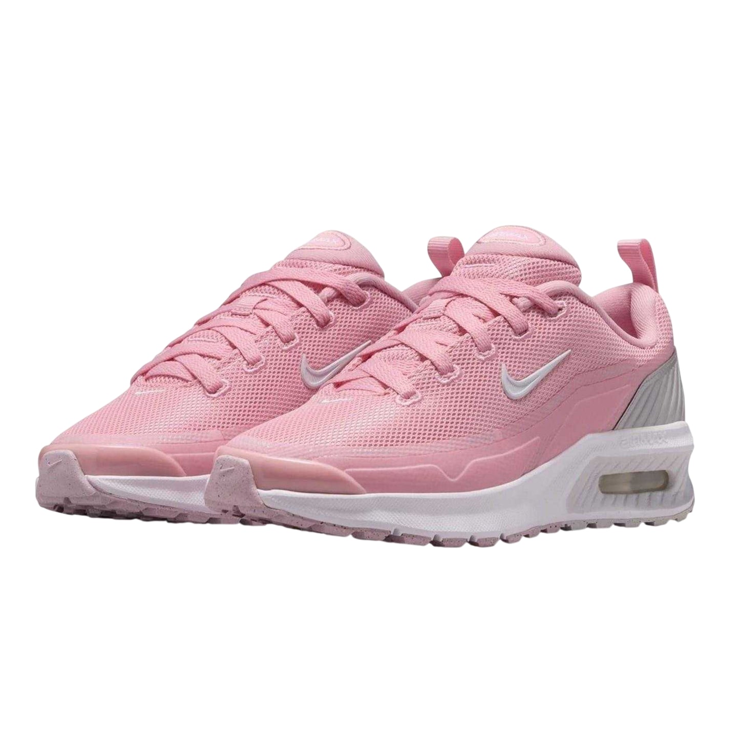 Pink-Grey - Side - Nike Childrens-Kids Air Max Mesh Shoes