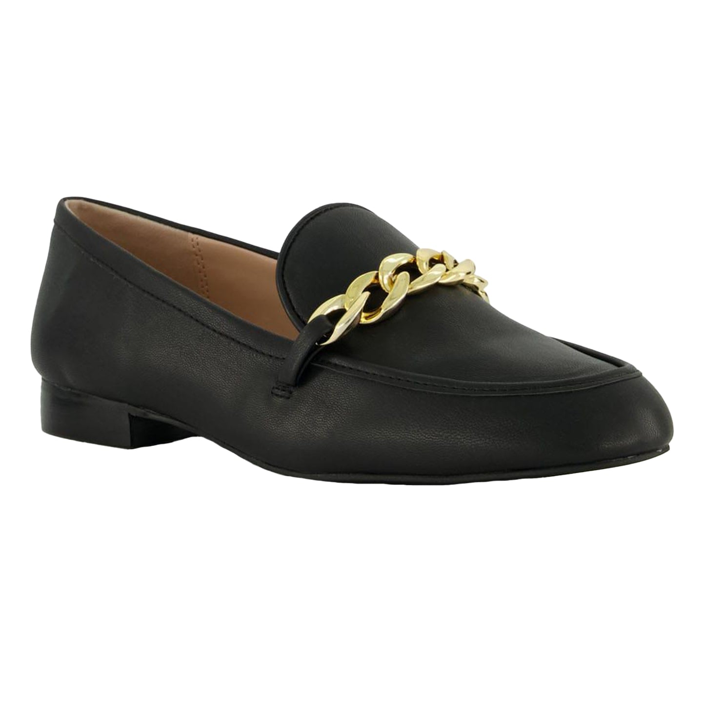 Black - Front - Dune London Womens-Ladies Gaiia Chain Detail Loafers