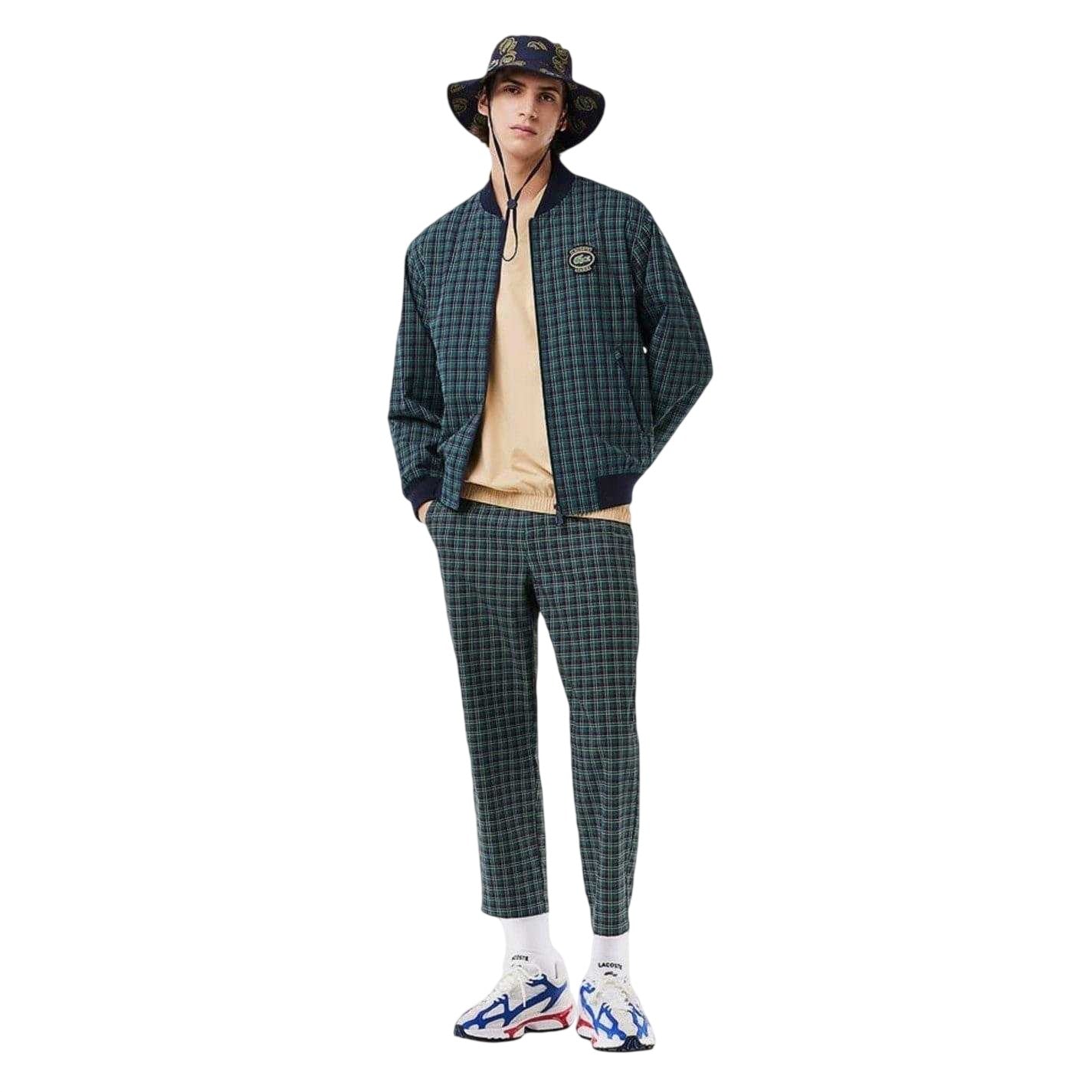 Navy Blue - Lifestyle - Lacoste Mens Plaid Regular Bomber Jacket
