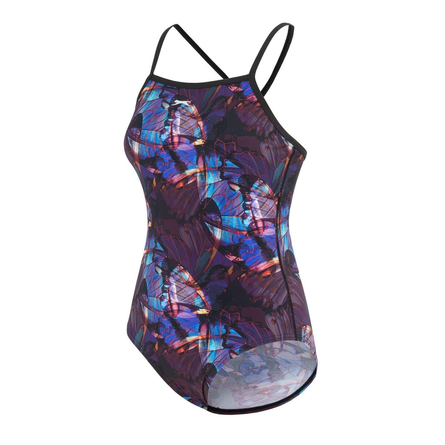 Black - Side - Slazenger Womens-Ladies Floral One Piece Swimsuit