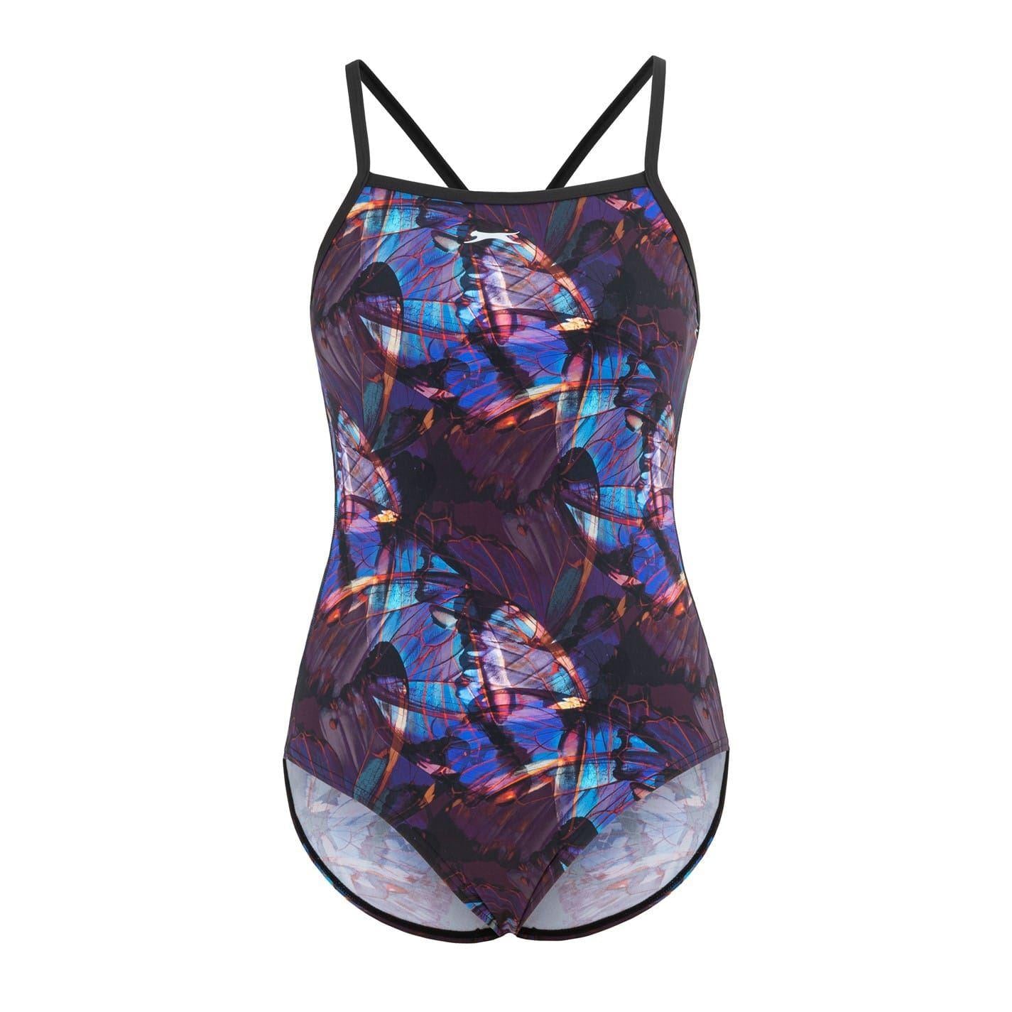 Black - Front - Slazenger Womens-Ladies Floral One Piece Swimsuit