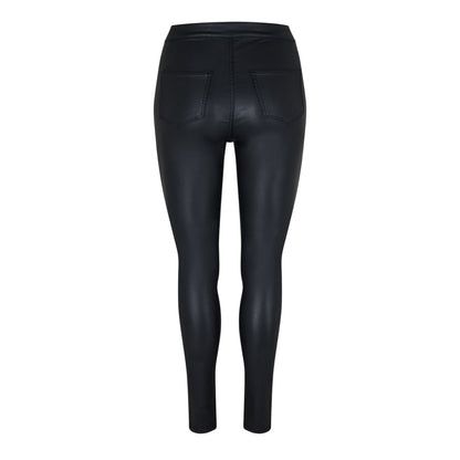 Black - Back - Noisy May Womens-Ladies Coated High Waist Trousers