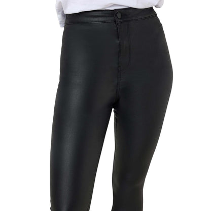 Black - Side - Noisy May Womens-Ladies Coated High Waist Trousers