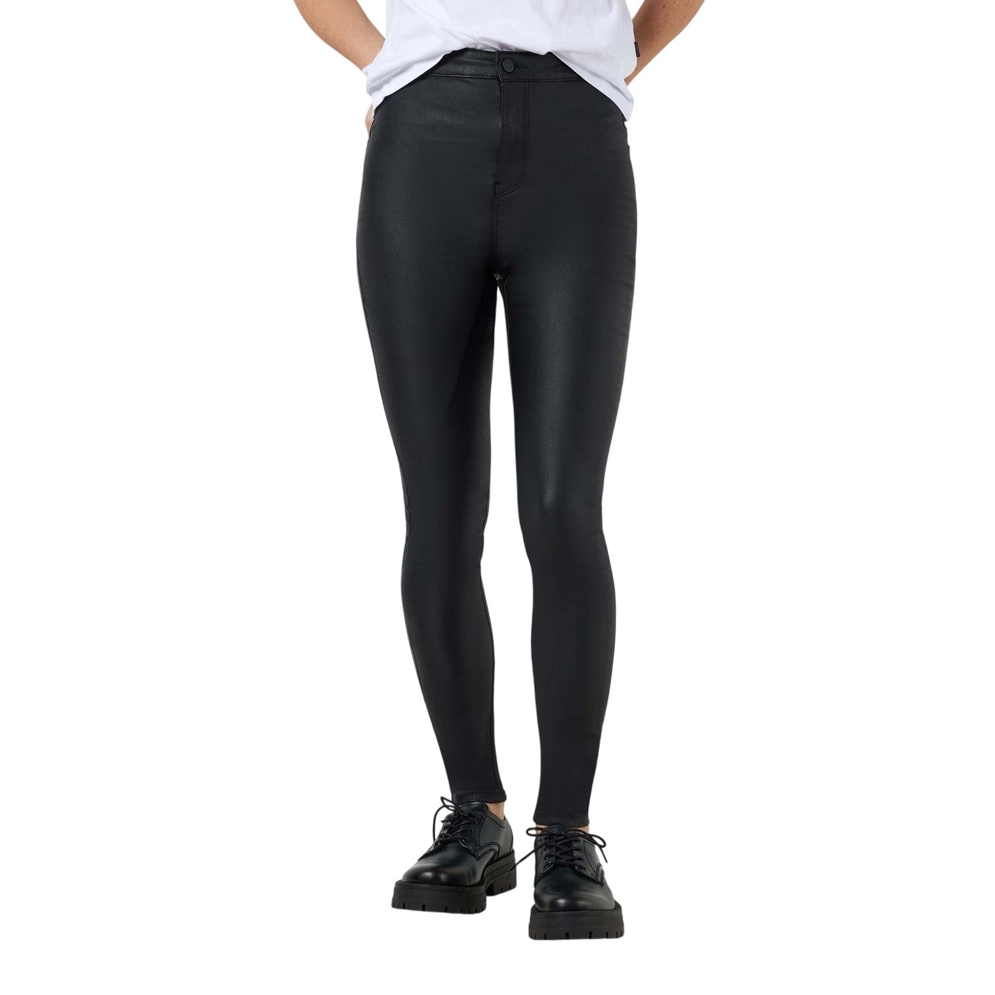 Black - Lifestyle - Noisy May Womens-Ladies Coated High Waist Trousers