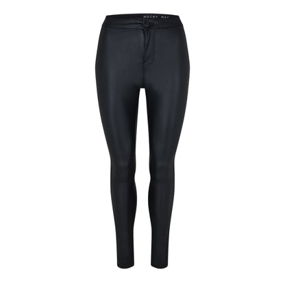 Black - Front - Noisy May Womens-Ladies Coated High Waist Trousers