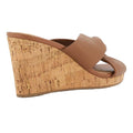 Tan - Back - Dune London Womens-Ladies Kacee Twist Knot Leather Wedge Mule Sandals