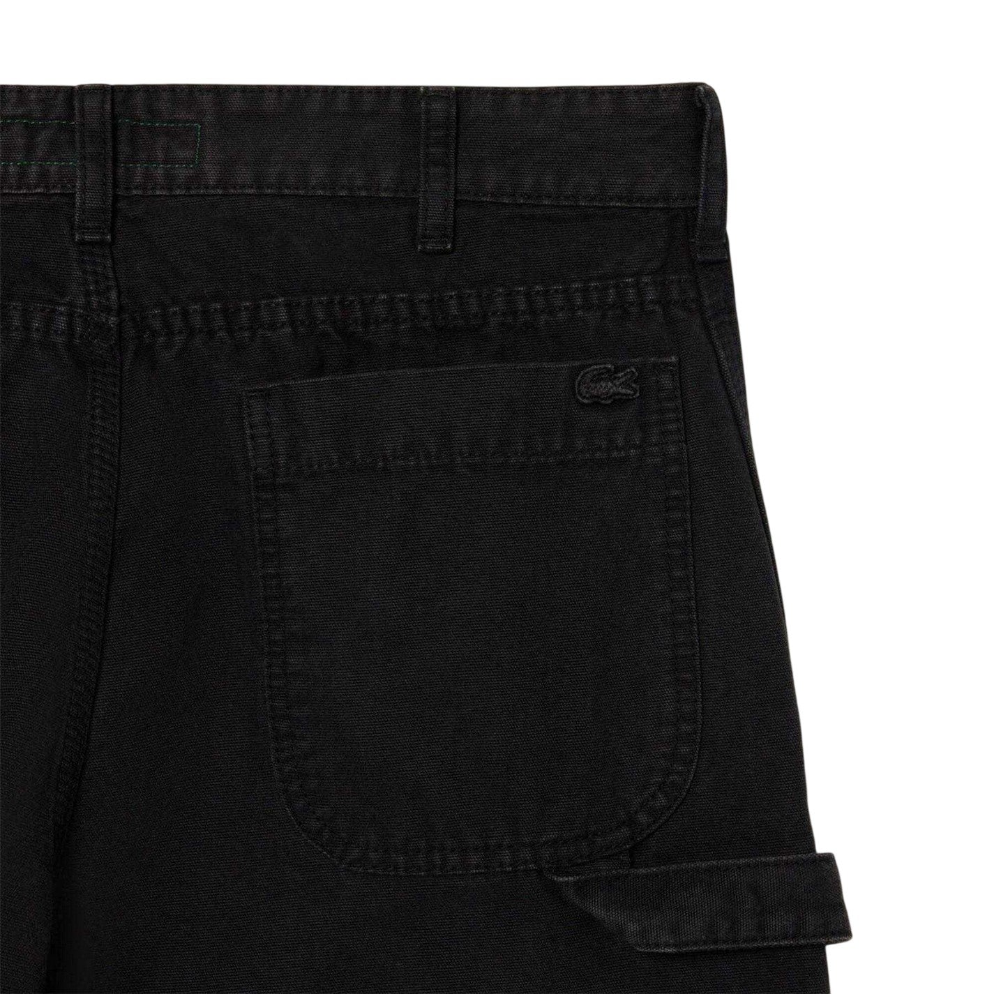 Black - Side - Lacoste Mens Cotton Canvas Carpenter Straight Trousers