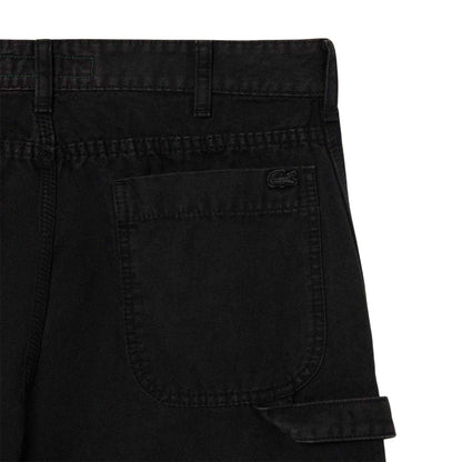 Black - Side - Lacoste Mens Cotton Canvas Carpenter Straight Trousers