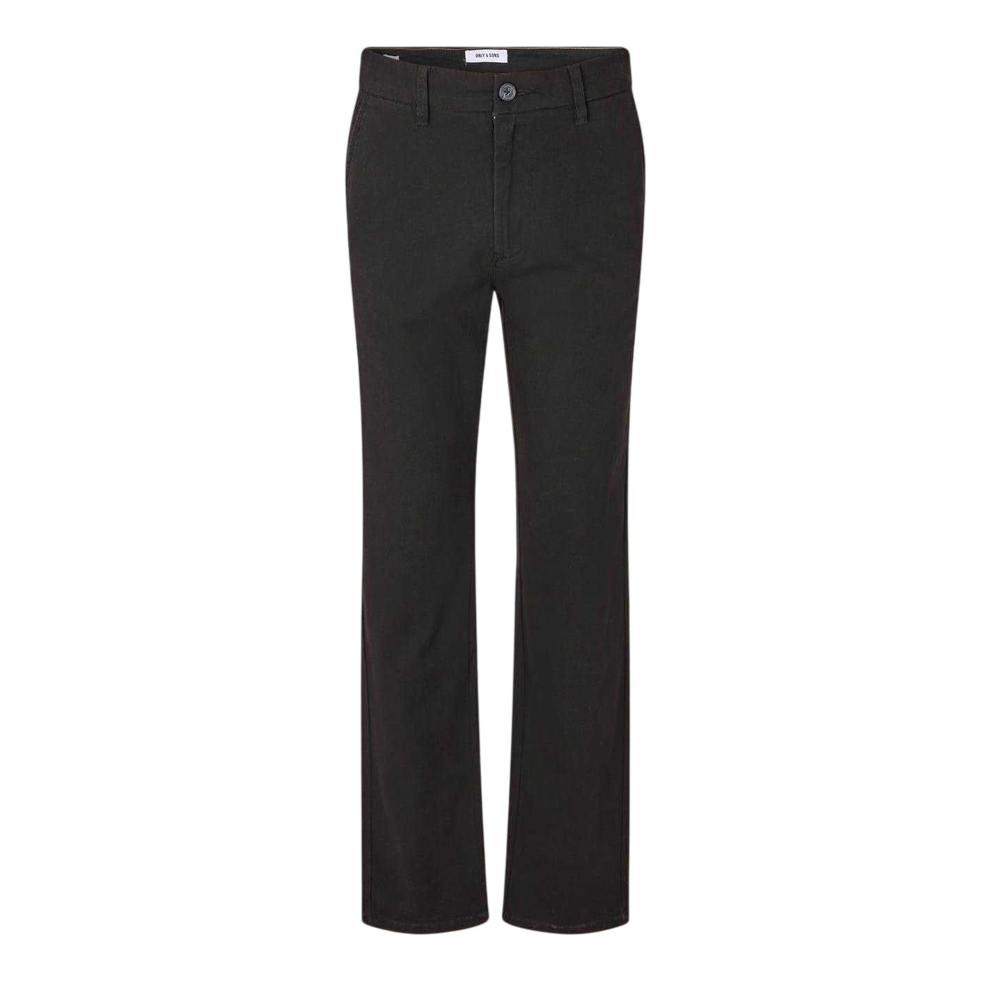 Black - Front - Only Mens Straight Leg Trousers