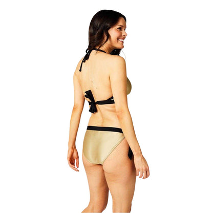 Gold-Black - Back - Biba Womens-Ladies Contrast Side Tie Bikini Bottoms