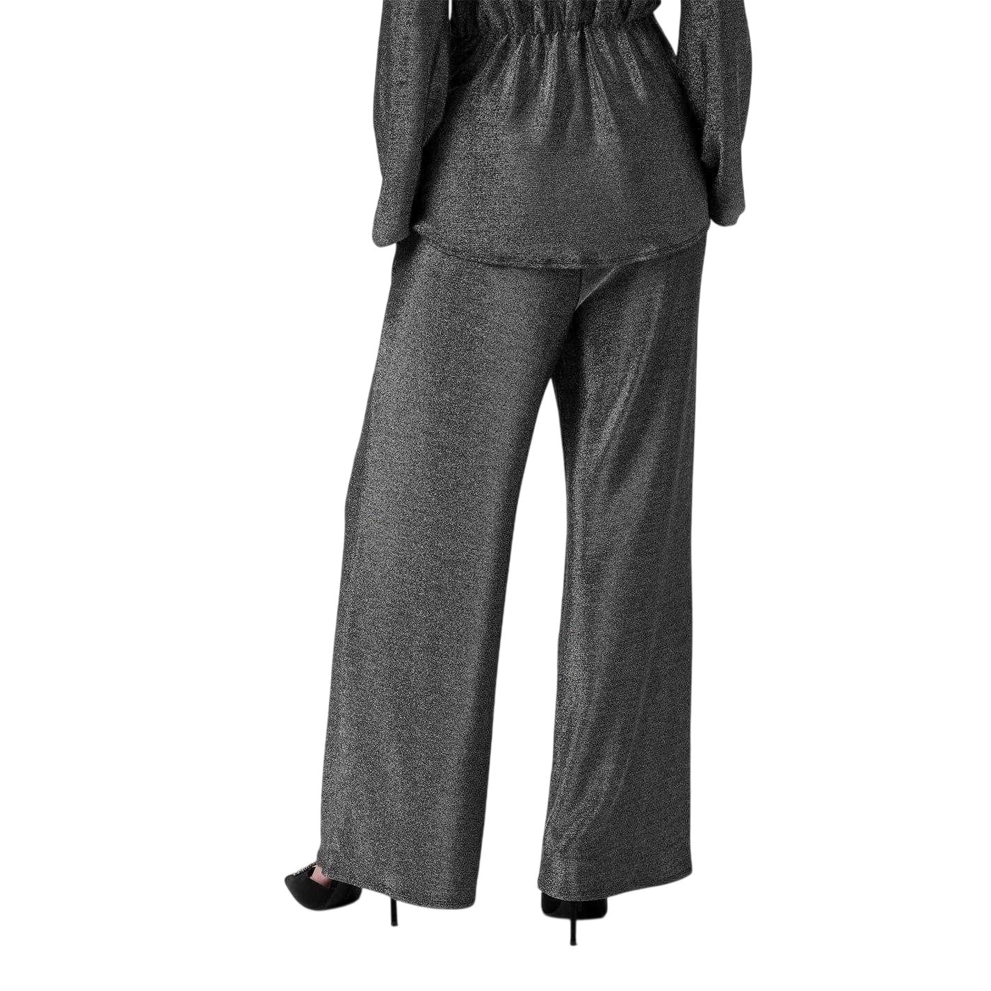 Silver - Back - Biba Womens-Ladies Wide Leg Trousers