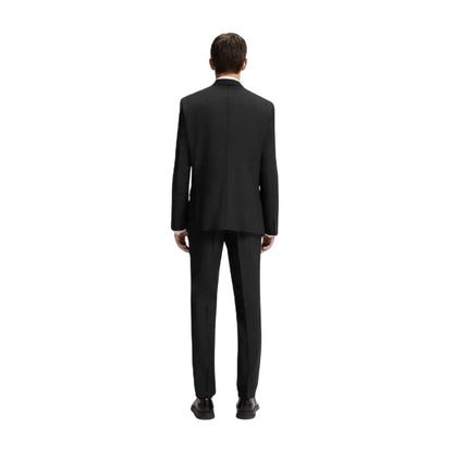 Black - Back - Boss Mens Plain Notch Neck Suit Jacket