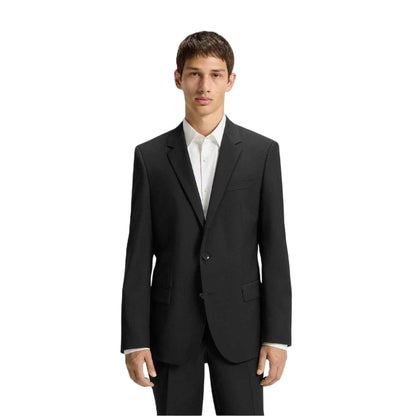 Black - Side - Boss Mens Plain Notch Neck Suit Jacket