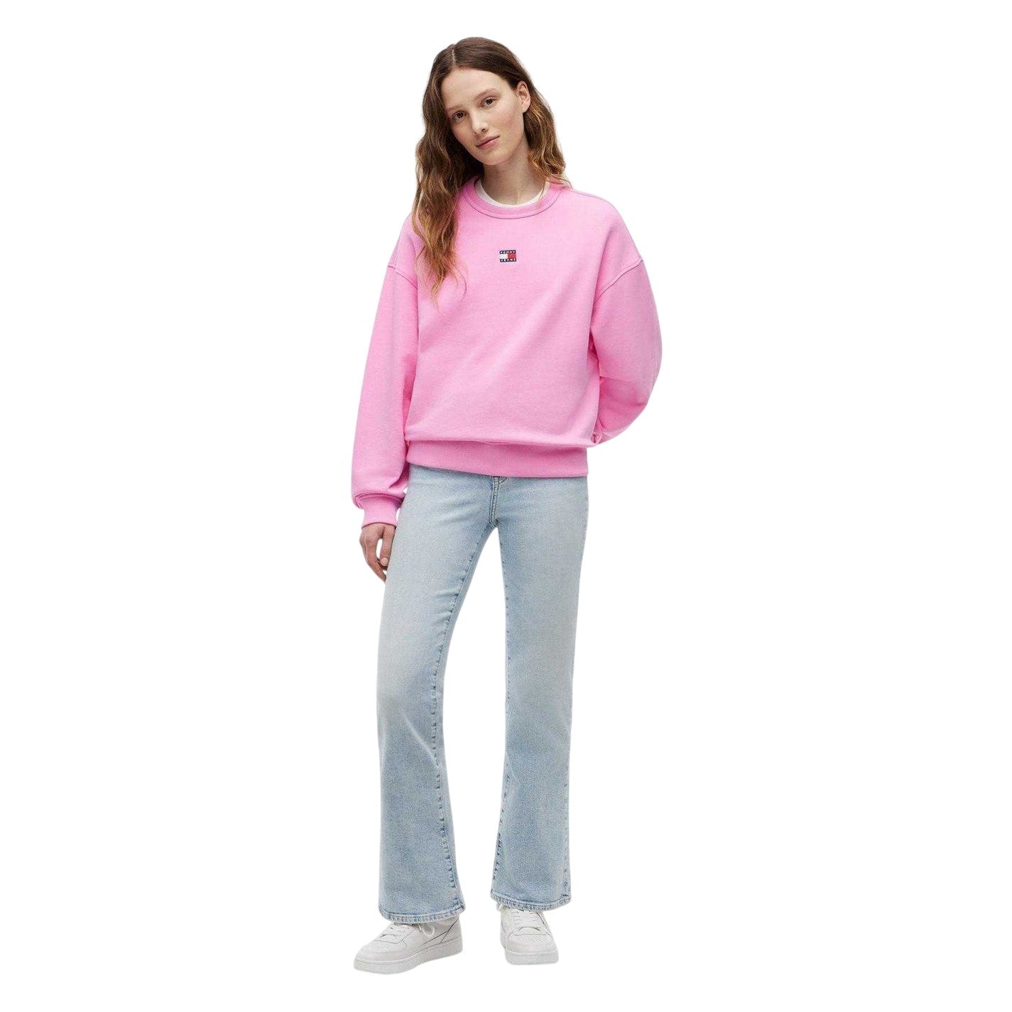 Pink - Lifestyle - Tommy Jeans Womens-Ladies Badge Crew Neck Boxy Sweatshirt