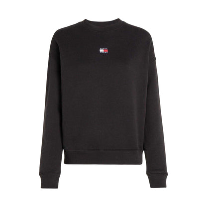 Black - Front - Tommy Jeans Womens-Ladies Badge Crew Neck Boxy Sweatshirt