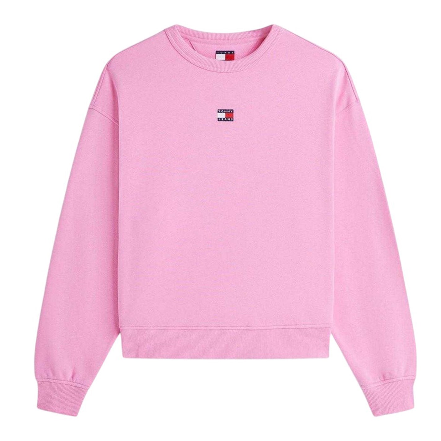 Pink - Front - Tommy Jeans Womens-Ladies Badge Crew Neck Boxy Sweatshirt