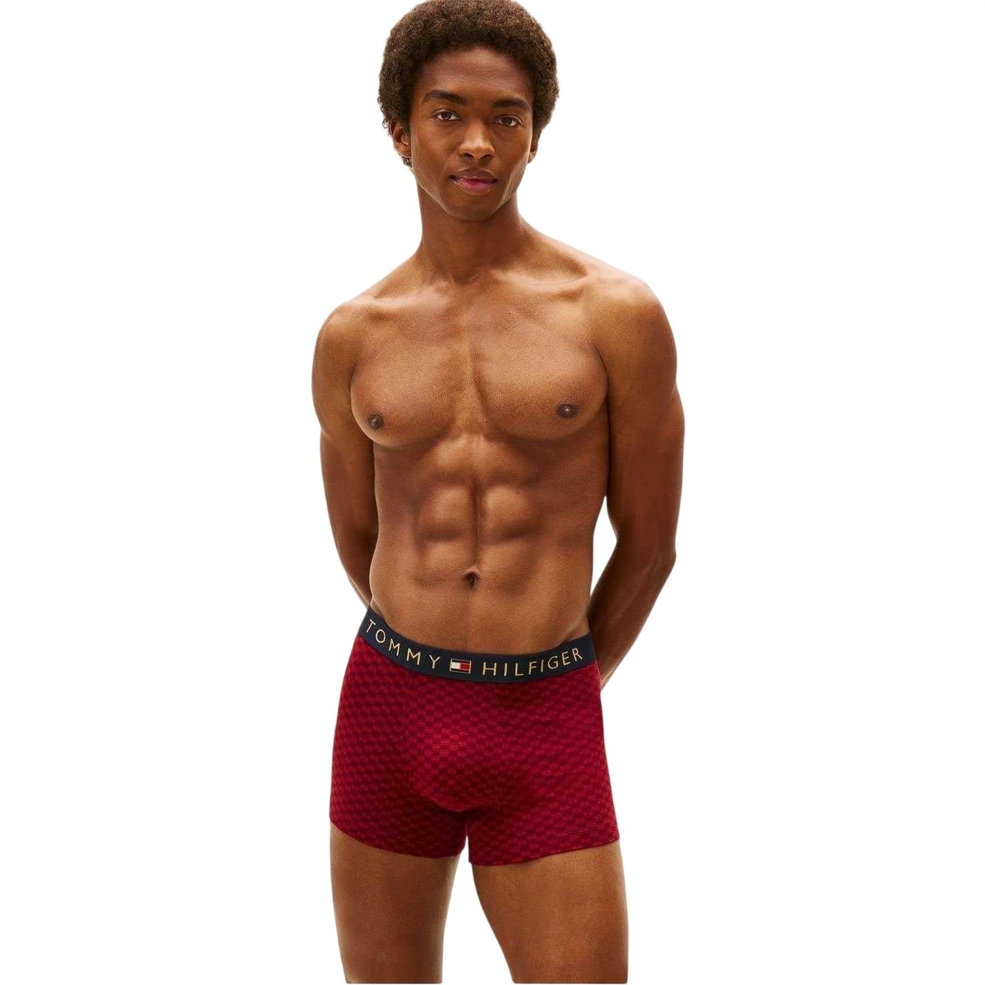 Red-Navy - Side - Tommy Hilfiger Mens Checkerboard Boxer Briefs Set