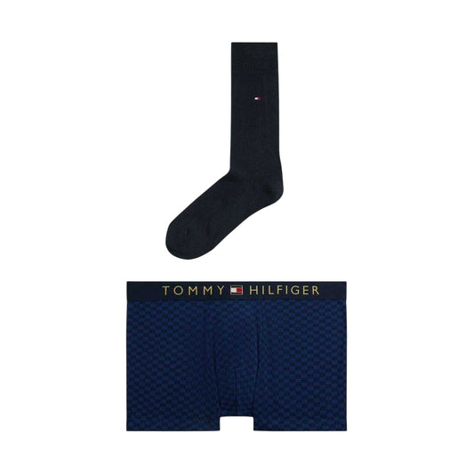 Navy - Front - Tommy Hilfiger Mens Checkerboard Boxer Briefs Set