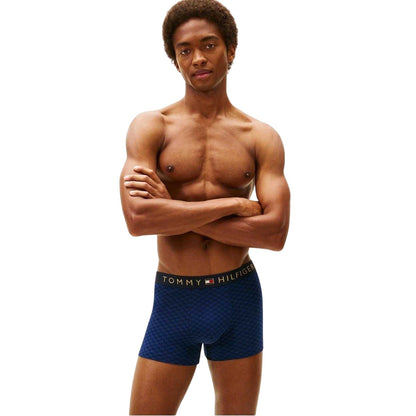Navy - Side - Tommy Hilfiger Mens Checkerboard Boxer Briefs Set