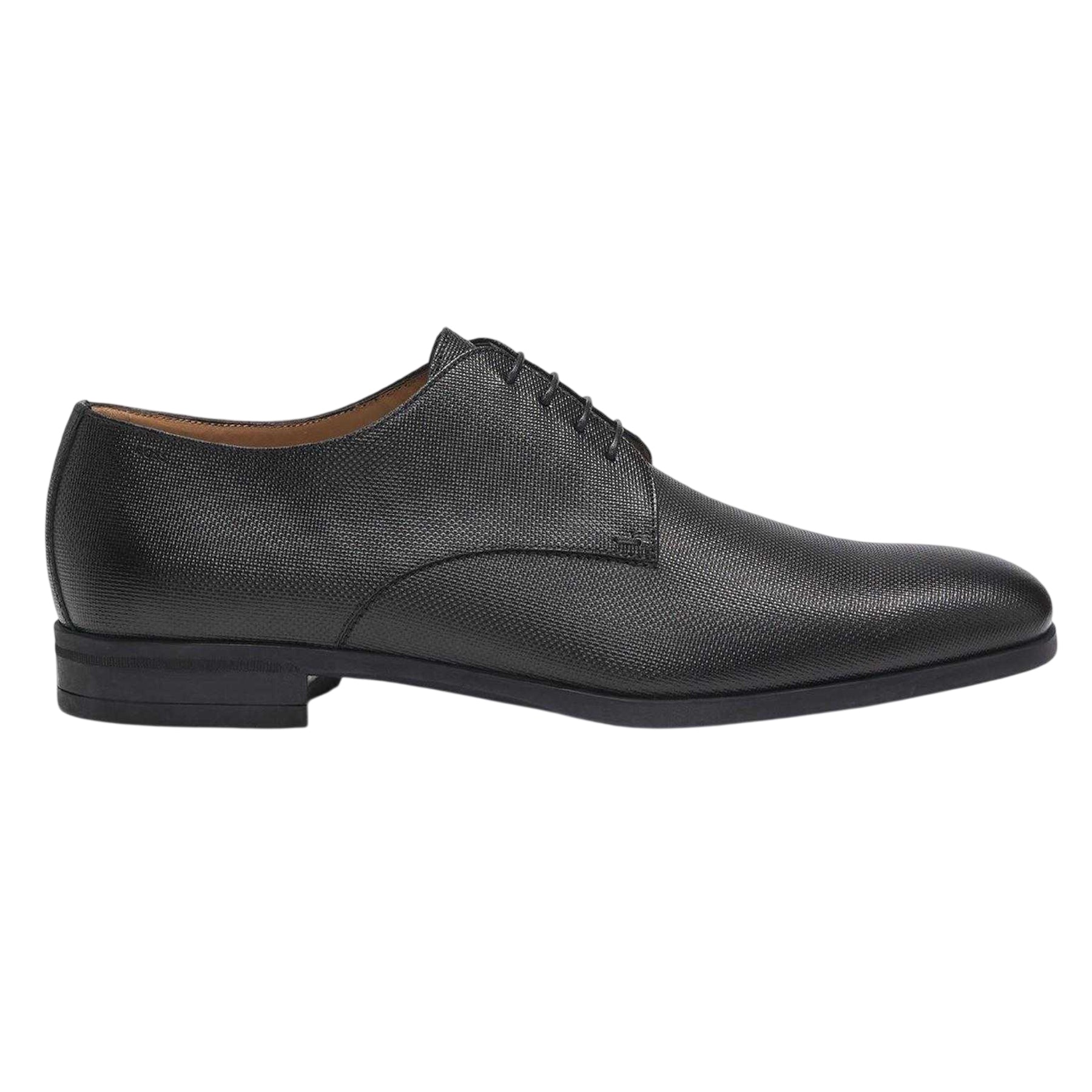 Black - Front - Boss Mens Kensington Derby Leather Oxford Shoes