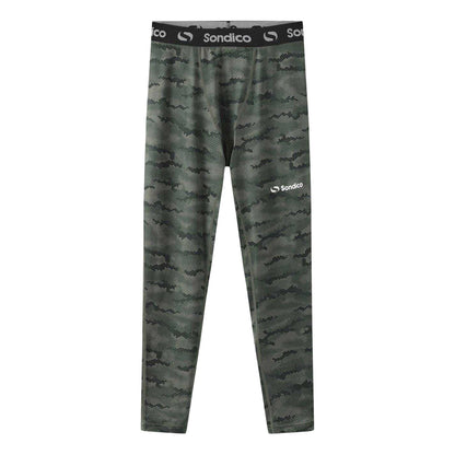 Camouflage Green - Front - Sondico Boys Core Camo Base Layer Bottoms