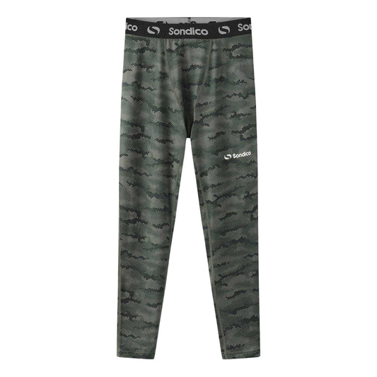 Camouflage Green - Front - Sondico Boys Core Camo Base Layer Bottoms