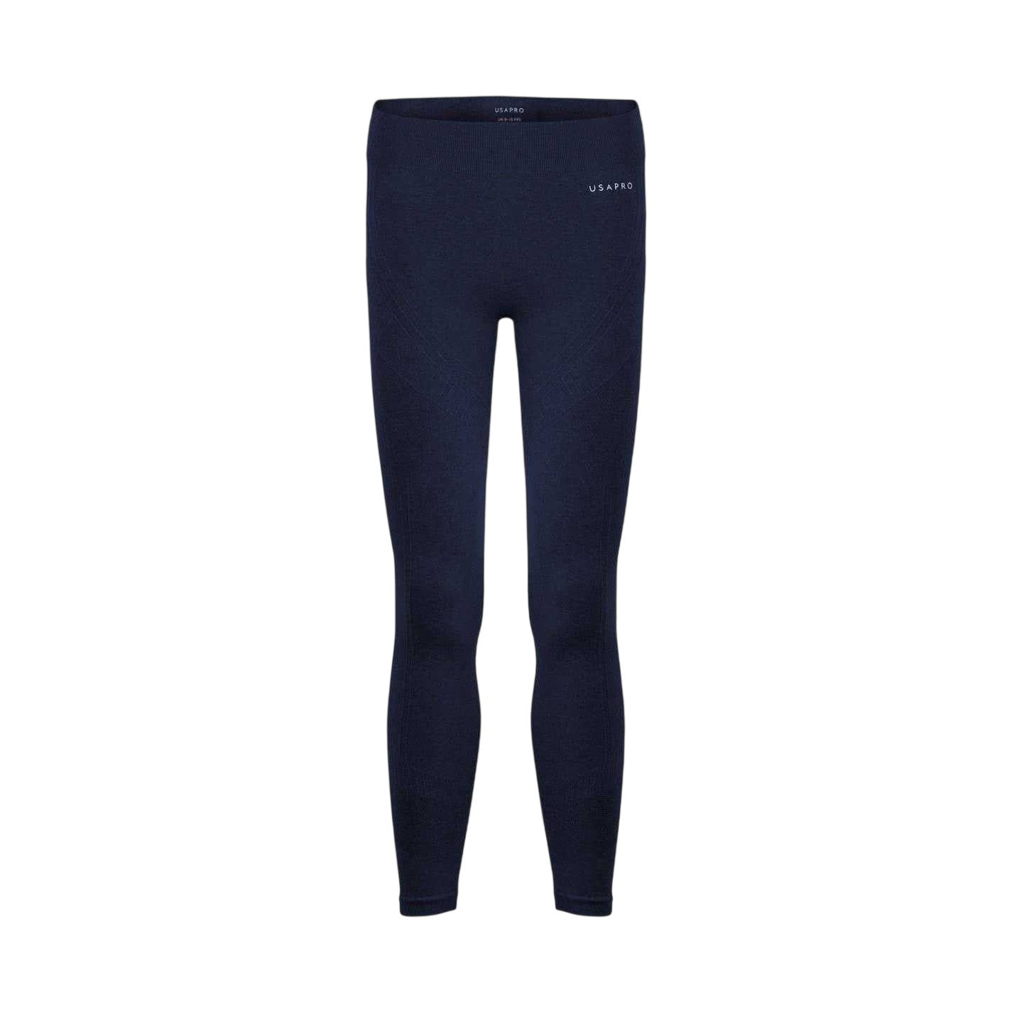 Navy - Front - USA Pro Childrens-Kids Seamless Tight Leggings