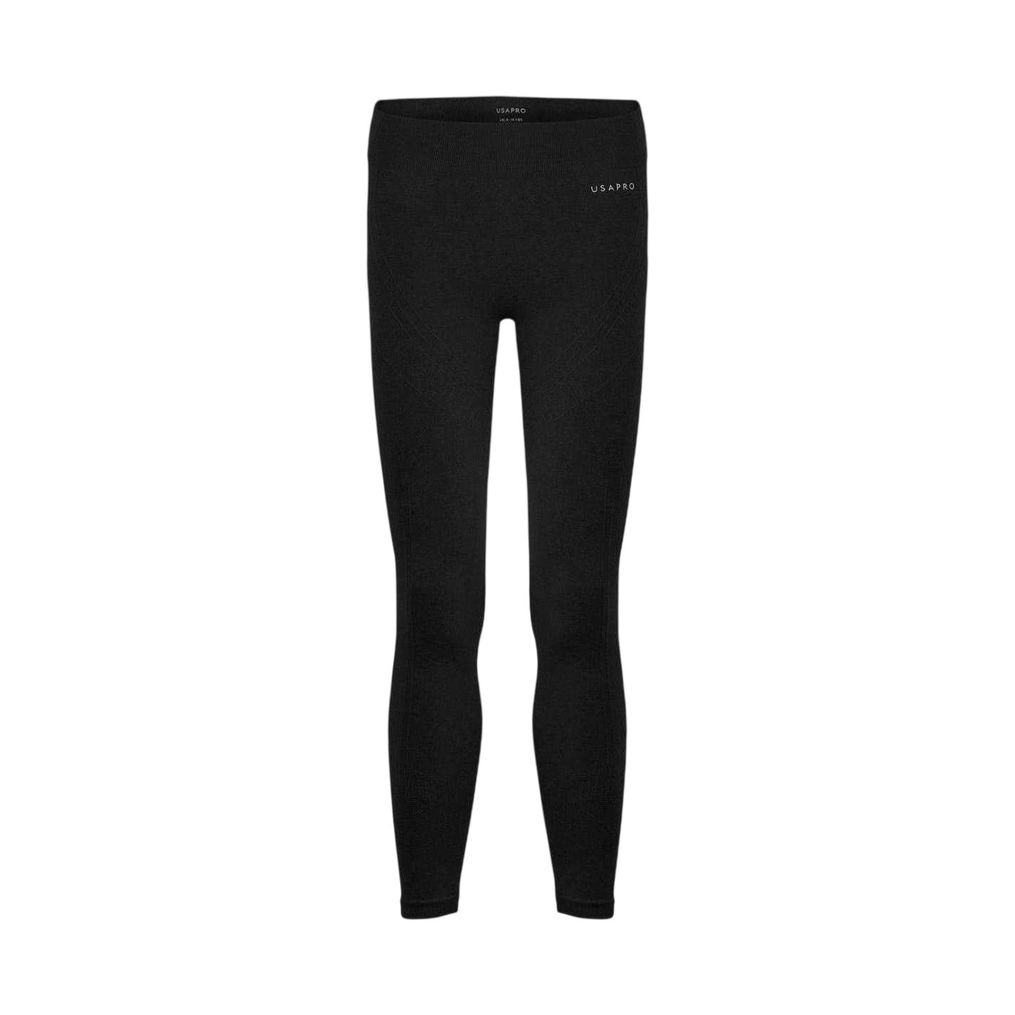 Black - Front - USA Pro Childrens-Kids Seamless Tight Leggings