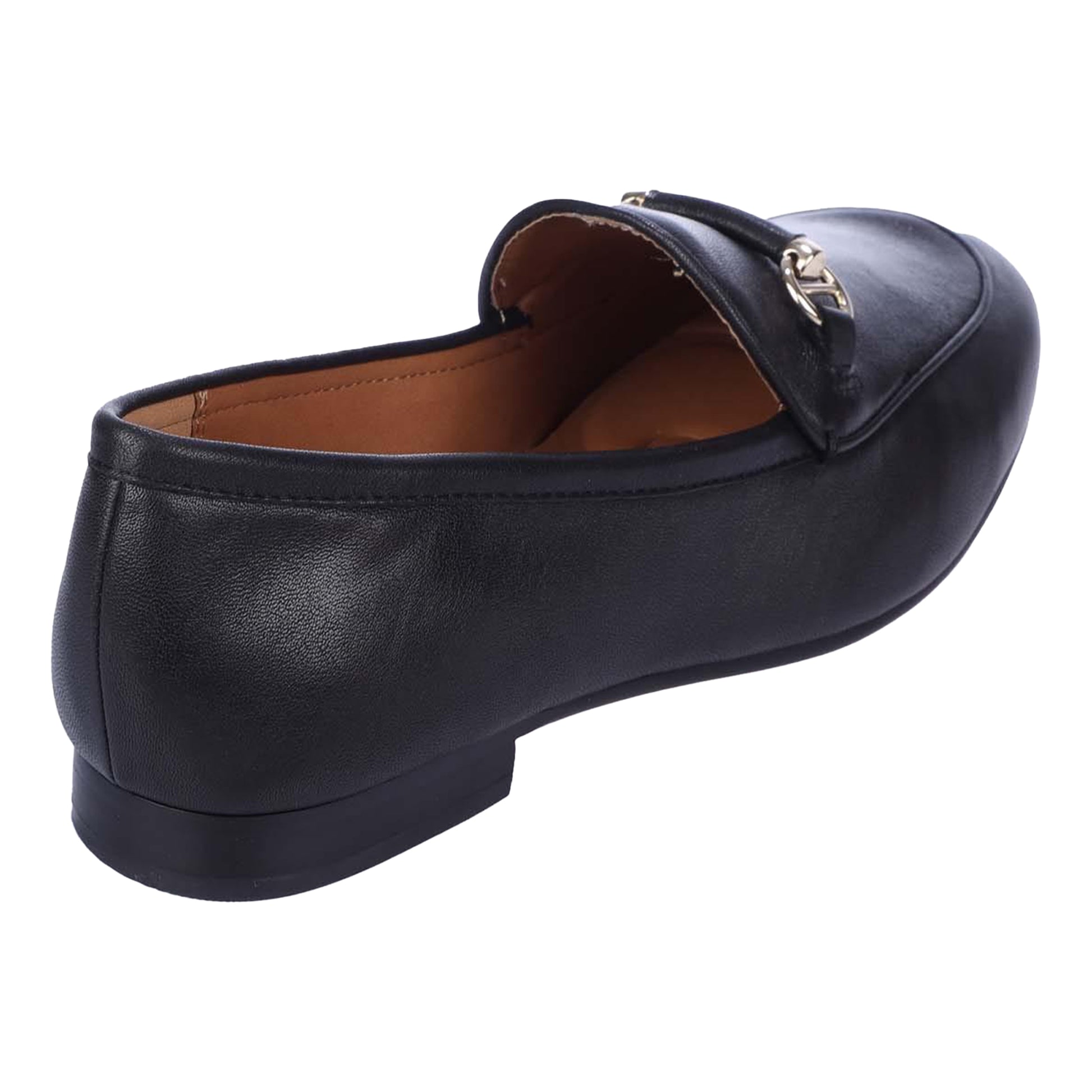 Black - Back - Dune London Womens-Ladies Grandeur Leather Wide Loafers