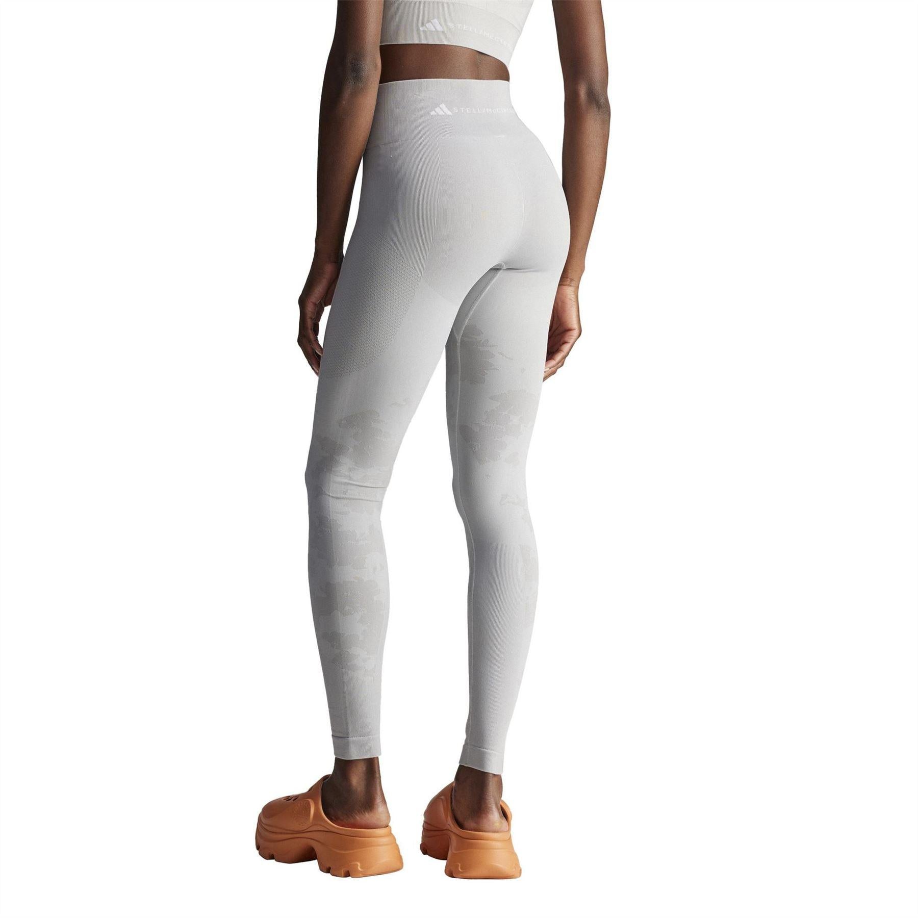 Onyx - Back - Adidas Womens-Ladies Washed Camo Yoga Leggings