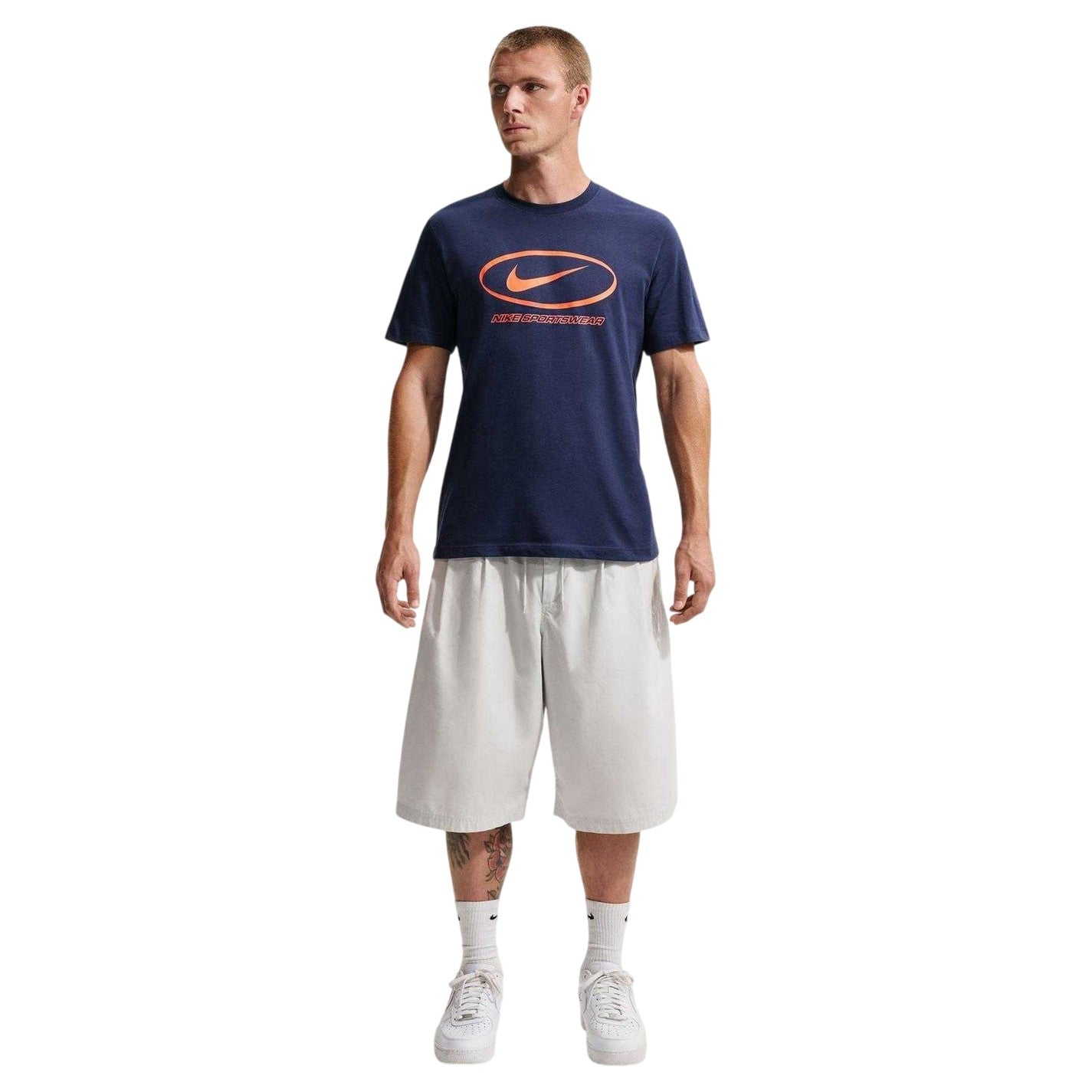 Navy - Front - Nike Mens Oval Logo T-Shirt