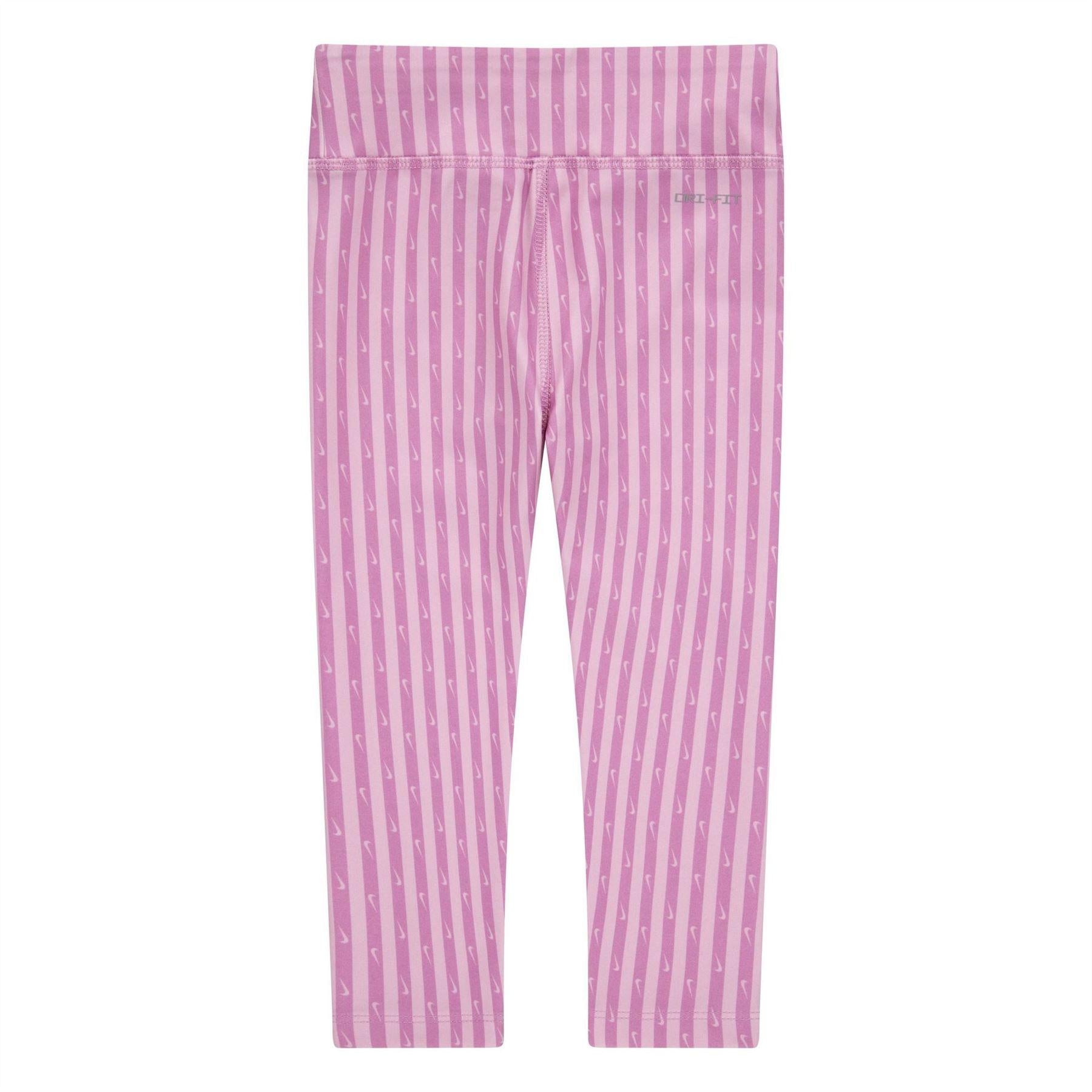 Flamingo Pink - Back - Nike Girls Stripe Leggings